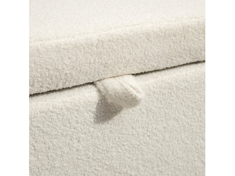  Banquette de rangement avec coffre, siège rembourré et pieds en acier, en polyester crème  - Conforama E