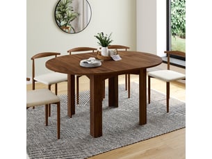 Table à manger extensible ronde dona 4-8 personnes noyer 110-150 cm