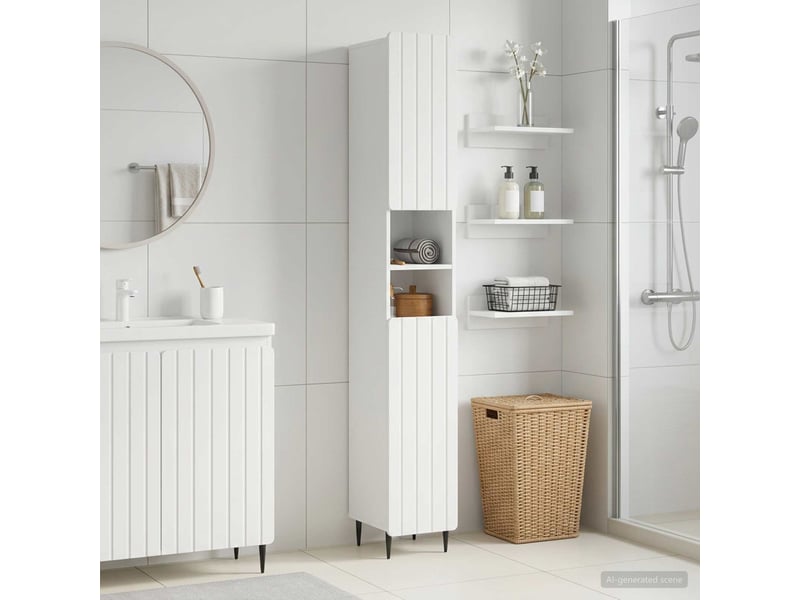 Colonne de salle de bain avec étagère ouverte zwolle blanc - Conforama B
