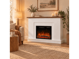 HOMAVO 23'' cheminée électrique avec meuble, 23 pouces, chauffage 1000/2000 w, effet flamme 3D/ 12 couleurs, minuterie et télécommande