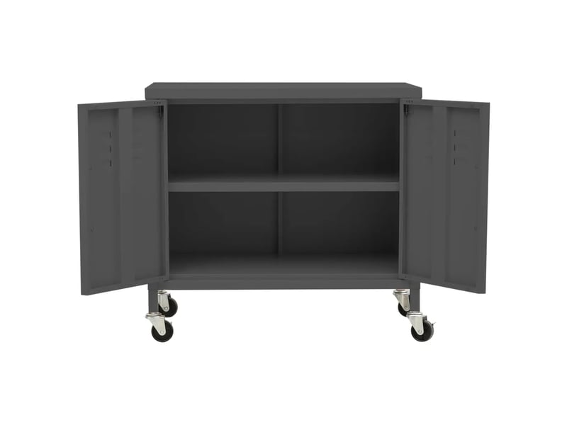  Armoire de rangement mobile avec étagère réglable 60 x 35 x 56 cm en acier anthracite 02_0046900  - Conforama E