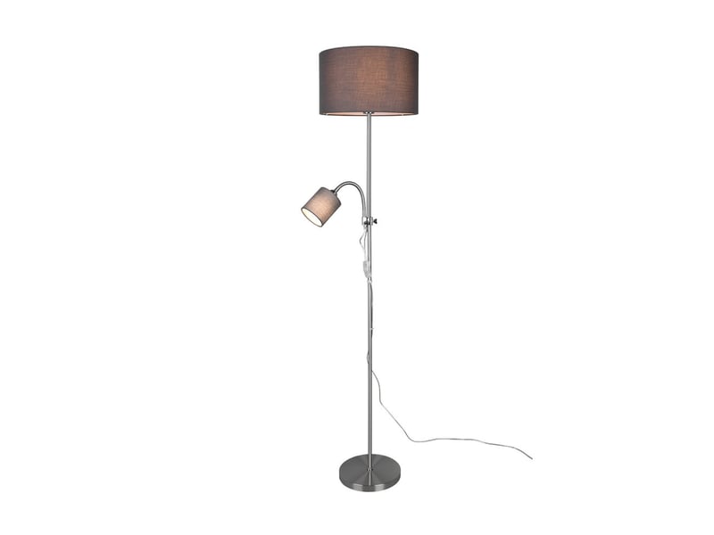 Lampadaire owen 1xe27+spot nickel et tissu gris l36 cm trio lighting  - Conforama A