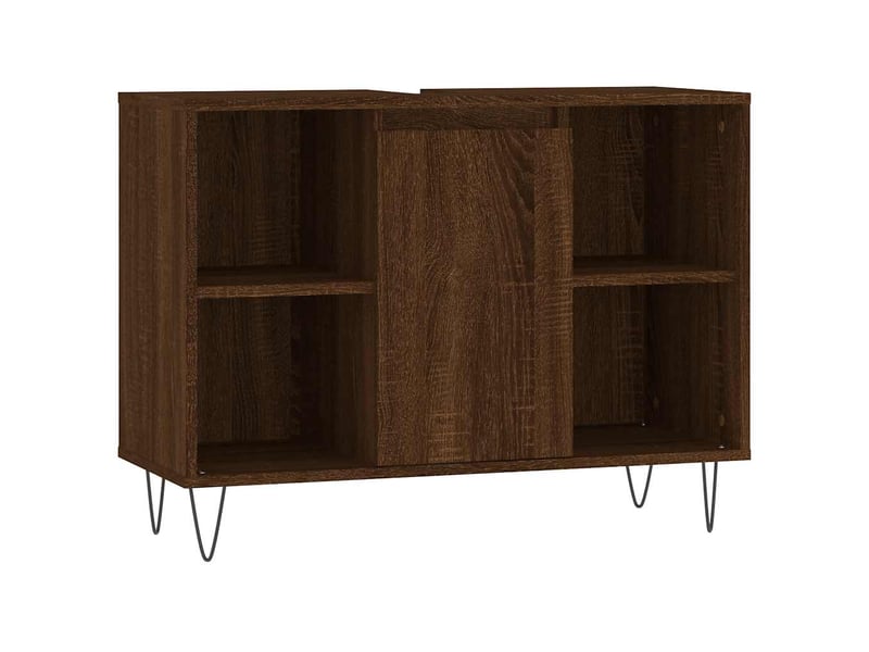  Meuble salle de bain rangement, commode chêne marron 80x33x60cm bois d'ingénierie shl2282  - Conforama A