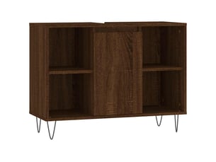 Meuble salle de bain rangement, commode chêne marron 80x33x60cm bois d'ingénierie shl2282