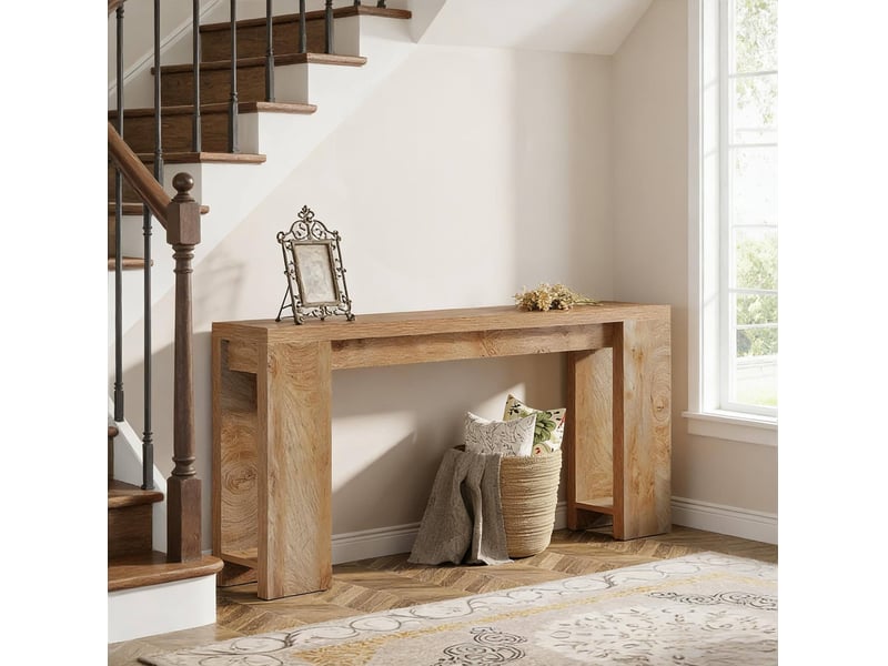  Table console d’entrée 160 x 29,5 x 85 cm, panneau de particules e1, marron  - Conforama E
