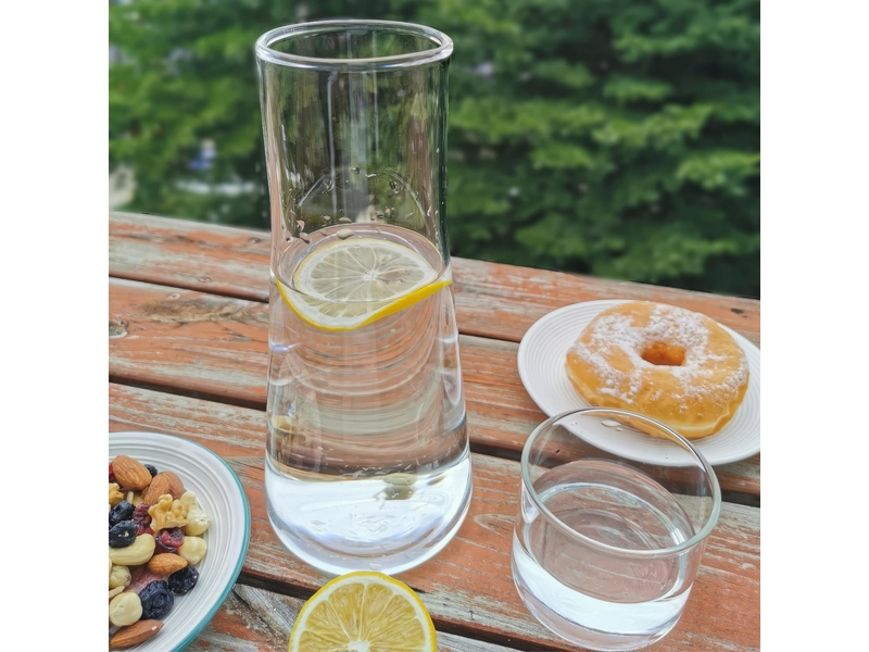  Ensemble de carafe à eau transparente avec gobelet en verre pour table de nuit 850ml  - Conforama E