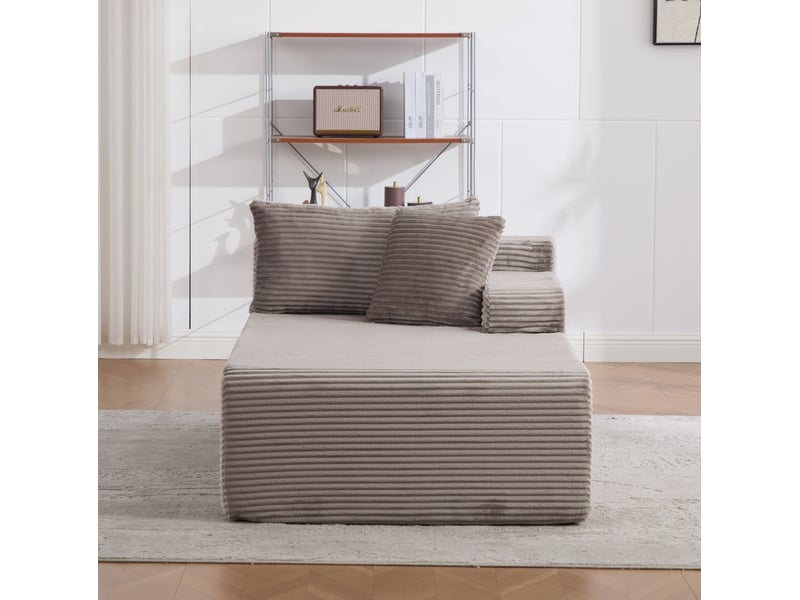 Canapé modulable 1 place en chenille gris avec méridienne - Conforama B