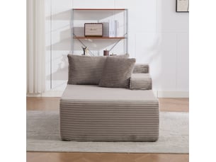 Canapé modulable 1 place en chenille gris avec méridienne
