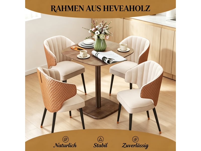  Table à manger carrée 4 personnes, plateau épais effet bois, style moderne  - Conforama D