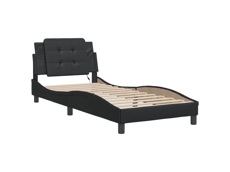  Lit simple- lit adulte -  cadre de lit avec led sans matelas zadar noir 80x200 cm  - Conforama B