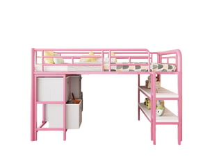 Lit mezzanine 90x200 cm OKWISH coloris rose
