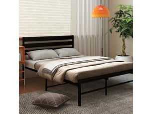 Lit simple 140x200 cm <strong>COVREO </strong>  <strong></strong> coloris noir