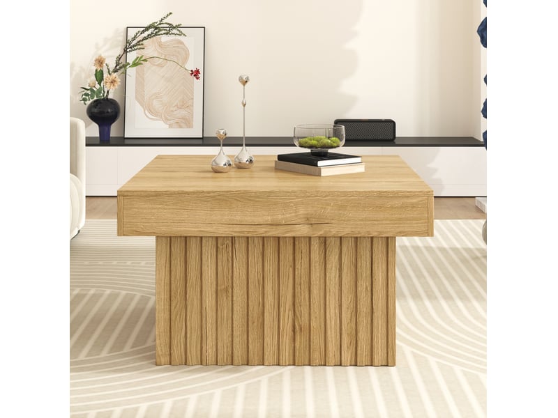  Table basse carrée 79 x 79 x 46 cm en panneaux de particules et mdf naturel  - Conforama E