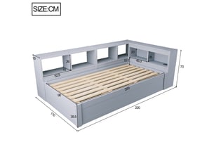 Lit simple 90x200 cm coloris gris