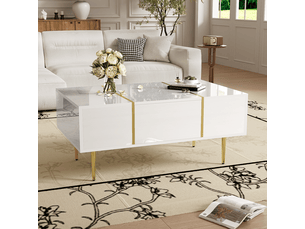 Table basse rectangulaire coloris blanc OKWISH - 60 cmx100 cm