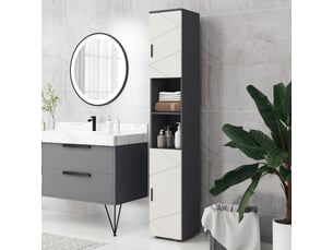 Colonne de salle de bain étroite avec rangement 30 x 30 x 183 cm gris cravdom