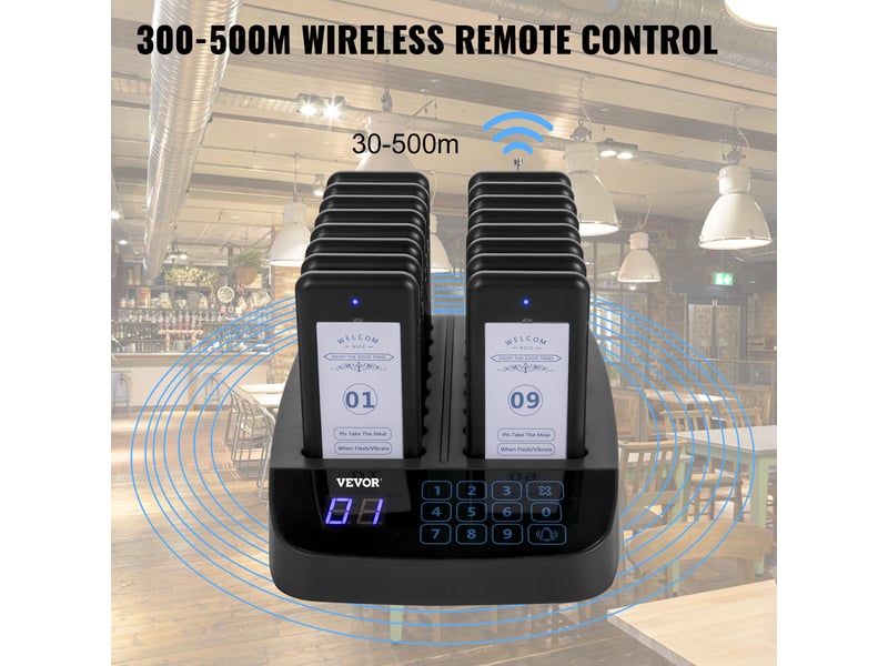 Vevor système radiomessagerie restaurant, 20 bipeurs. 98 canaux, écran tactile. Appel sans fil.  - Conforama C
