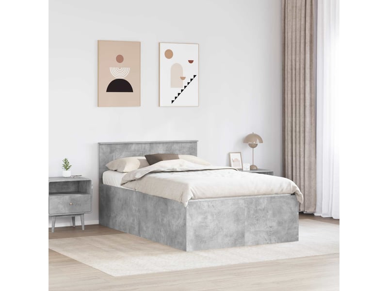  Lit double- lit adulte -  cadre de lit gris béton 120 x 190 cm bois d'ingénierie  - Conforama B