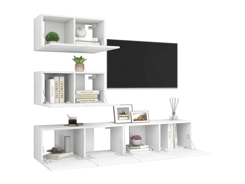  Ensemble de meubles tv 4 pcs blanc bois d'ingénierie shl84987  - Conforama E