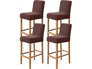 Housse de chaise - marron foncé - lot de 1 housse élastique jacquard pour tabouret de bar, convenant aux tabourets de bar, tabourets hauts, salons, cafés, restaura