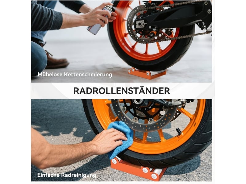 Support à rouleaux moto 15x11,5x4 cm – orange – nettoyage des roues et entretien de chaîne compact - Conforama D
