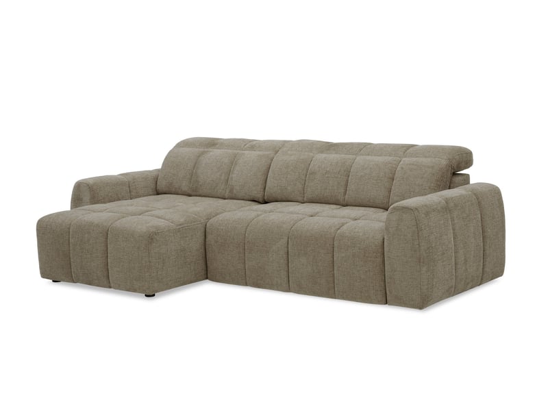  Canapé d'angle relax électrique en velours chiné taupe dania -angle gauche KF8665B-M3-TAU - Conforama A