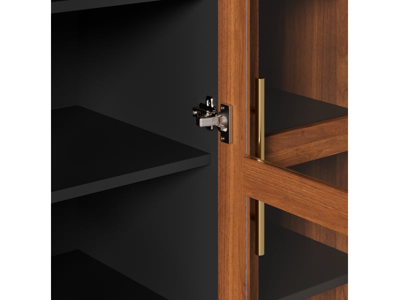  Buffet,110x40x185 cm,3 portes vitrées et 4 tiroirs,mdf,coloris noyer  - Conforama D