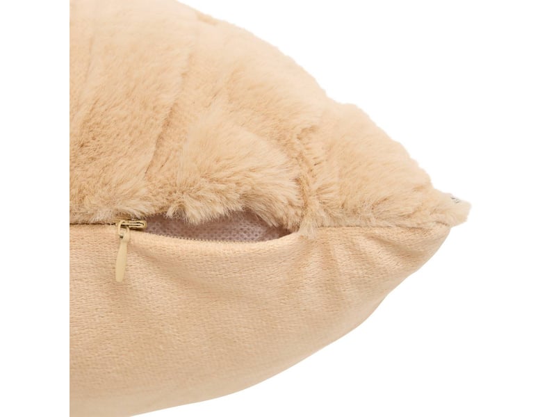  Coussin arka carré 45x45cm effet fausse fourrure beige ARKA - Conforama C