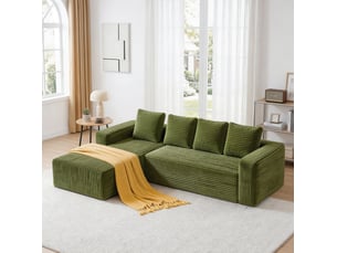 Canapé d’angle modulable 261x171x58 cm réversible vert