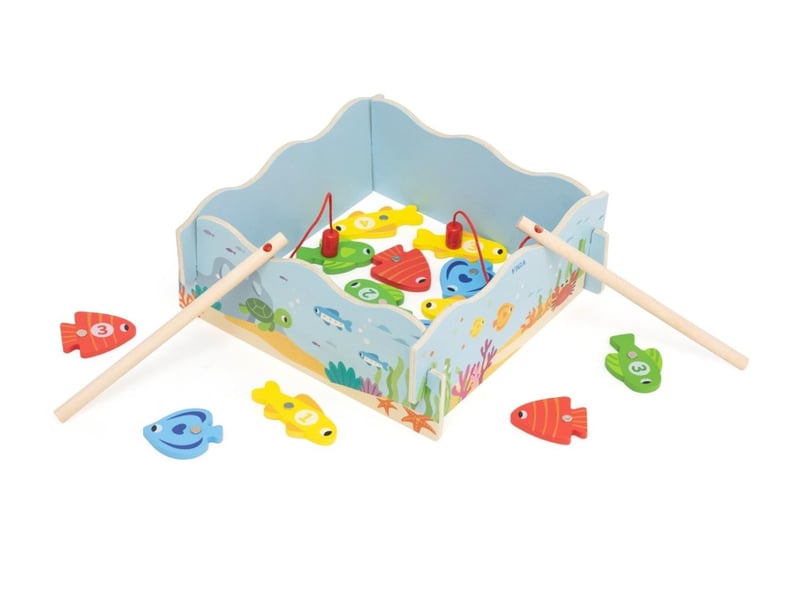  Jeu de pêche magnétique viga 44843 - bois, poissons chiffrés 6971608448430 - Conforama E
