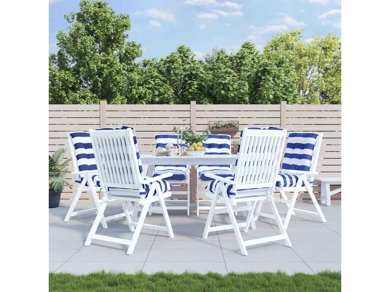  Lot de 6 coussins d'extérieur, coussins de chaise tissu rayé bleu et blanc cf56442  - Conforama B