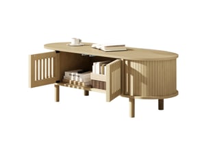Table basse ovale coloris naturel <strong>MAISENTIEL</strong> <strong></strong> - 40 cmx100 cm