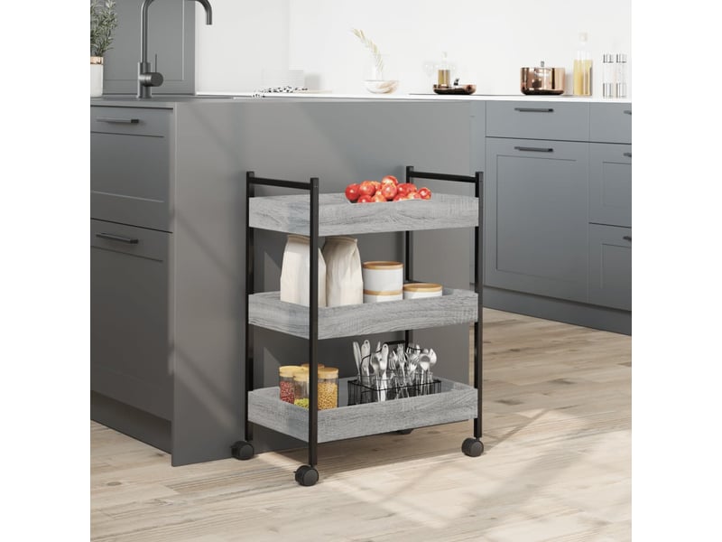  Desserte de cuisine, chariot de rangement sonoma gris 50x30x70 cm bois d'ingénierie  - Conforama D