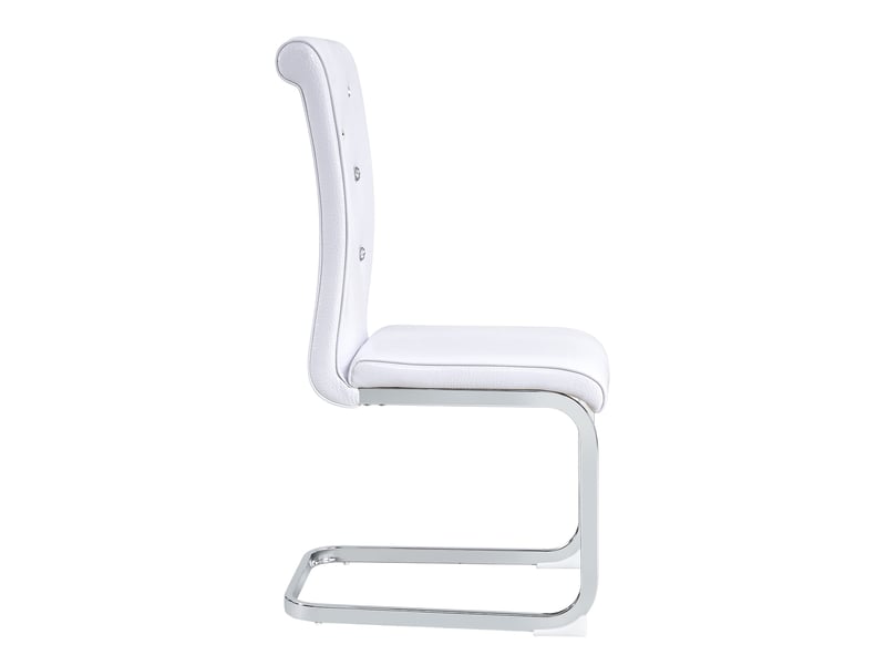 Chaise salle à manger lot de 2 capitonnée - piètement en c métal chromé, pvc blanc 75,5 × 46,5 × 44 cm - Conforama A