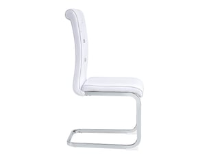Chaise salle à manger lot de 2 capitonnée - piètement en c métal chromé, pvc blanc 75,5 × 46,5 × 44 cm