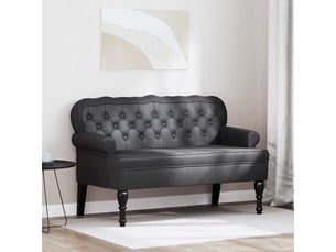 Banc chesterfield, canapé 2 places noir 119,5x64,5x75 cm cuir synthétique