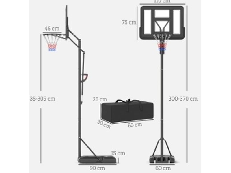 Panier de basket extérieur réglable 235-305 cm avec roues cravdom - Conforama C