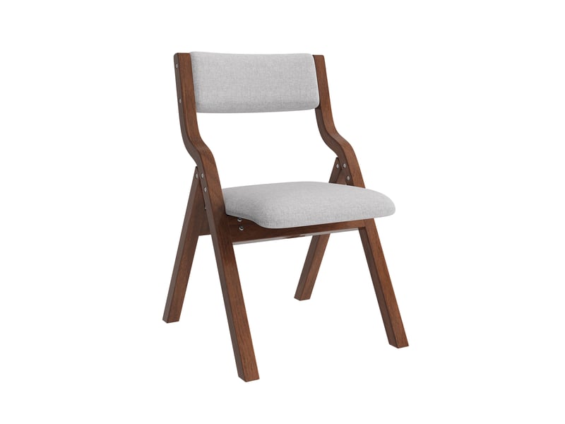  Chaises de salle à manger pliantes lot de 4  - cadre en bois massif, lin rembourré gris  - Conforama A