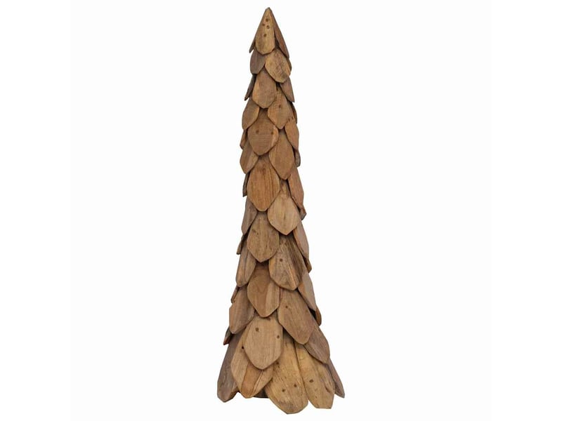  Sapin de noël - arbre de noël avec support marron 111 cm bois de teck solide  - Conforama E
