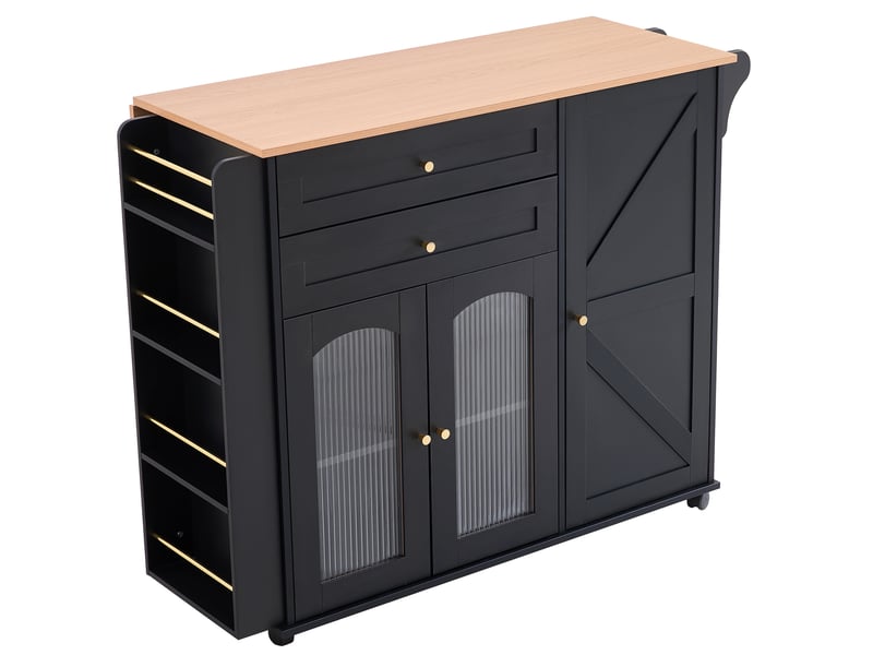  Îlot de cuisine mobile avec plateau rabattable 110 cm evryae  - Conforama A
