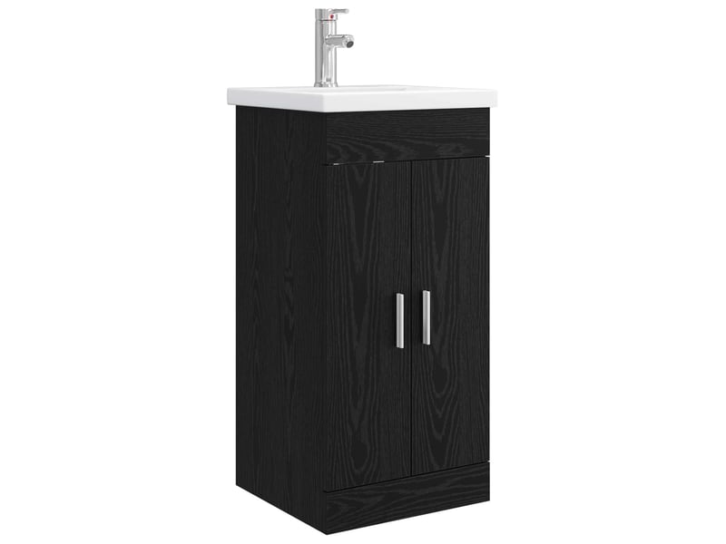 Meuble salle de bain avec évier, meuble de rangement chêne noir 42x40x84.5 cm shl2350 - Conforama A
