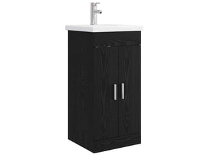 Meuble salle de bain avec évier, meuble de rangement chêne noir 42x40x84.5 cm shl2350
