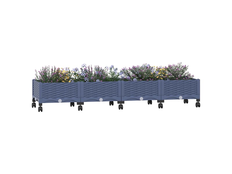  Jardinière - bac à fleurs avec roues gris bleu 160 x 40 x 33 cm pp  - Conforama C