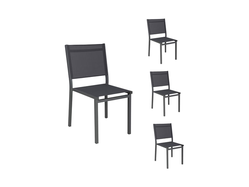  Lot de 4 chaises en alu et textilene gris  - Conforama A