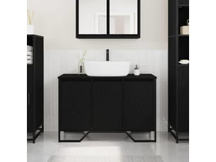 Meuble de lavabo de salle de bain, armoire de bain chêne noir 91 x 35 x 60 cm cf65545