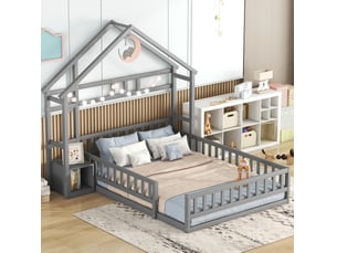 Lit cabane 140x200 cm <strong>MODENUIT </strong>  <strong></strong> coloris gris
