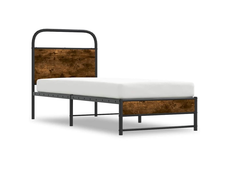  Lit simple- lit adulte -  cadre de lit sans matelas 80x200cm chêne fumé bois d'ingénierie  - Conforama B