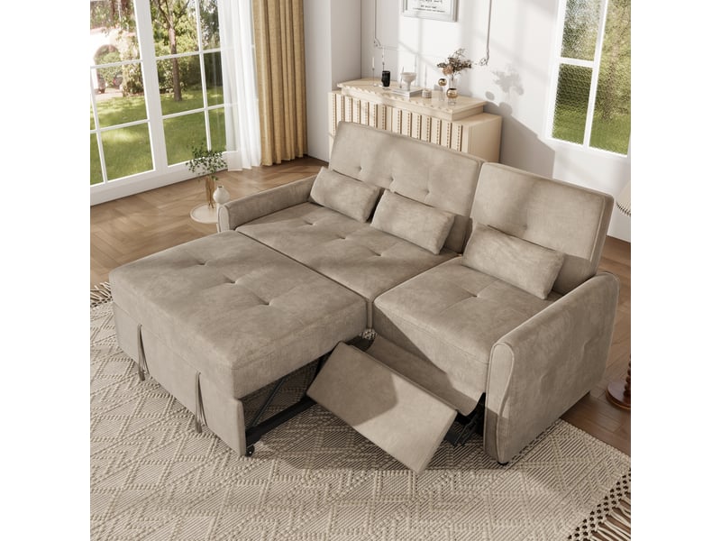  Canapé-lit 3 places 176x148x83 cm - convertible 3 en 1 - dossier réglable 3 positions - fonction couchage - chenille - mousse confortable - marron CozyNest - Conforama E