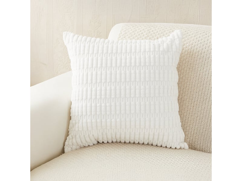  Coussin carré en tissu blanc 43x43 cm  - Conforama D