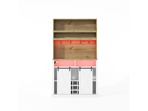 Buffet de cuisine haut 191x110x40 cm, meuble rangement cuisine avec capacité de charge 50 kg, portes coulissantes, étagères ouvertes et crochets latéraux